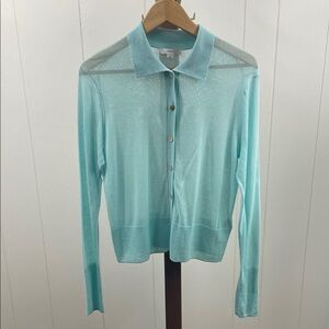 Vince Collared Slim-Fit Button-Front Cotton Shirt Seafoam